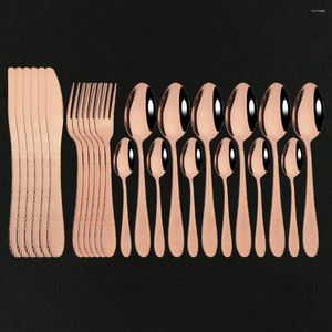 Servis uppsättningar 24st Rose Gold Cotlary Set Home Knife Fork Coffee Spoon Rostfritt stål Tabeller Western Köksformulär