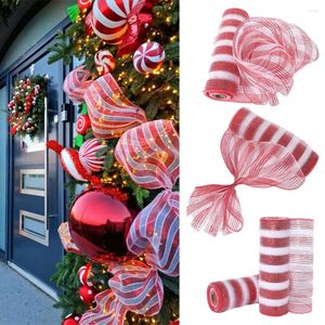 Decorazione per feste 26 cm 10 iarde rossa Stripe bianche ghirlanda natalizia ghirlanda mesh fai da te albero di natale arredamento dono da matrimonio avvolgimento