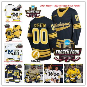 2024 Frozen Four Michigan Hockey Jersey Nick Granowicz Luca Fantilli Ethan Ethan