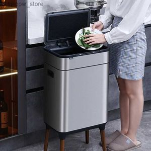 Avfallsfack 9L 13L 18L 26L 30L Kök Trash Can Smart Sensor Trash Can Stainless Steel Waterproof Trash Bin Stora kapacitet Skräp Bin L46