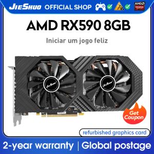 Teclados jieshuo rx590 8g cartão gráfico de vídeo amd gddr5 gpu 256bit 2304sp rx590 8gb suporta mineração de games de computadores mineração