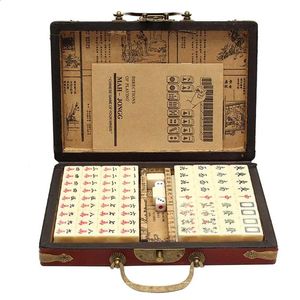 مجموعة Mahjong الصينية مرقمة Mahjong مجموعة 144 Tiles Portable Toy Party Gambling Board مع Box 240401