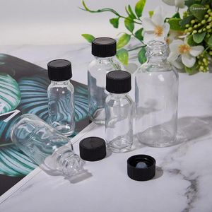 Storage Bottles 6pcs Small Clear Glass With Lids Containers Round Sample For Juice Oils Ginger Ss Whiskey Liquids