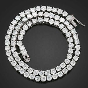 Partihandel 925 Sterling Silver Iced Out 3-5mm def Color VVS Moissanite Diamond Necklace Mens Tennis Chain Hiphop smycken
