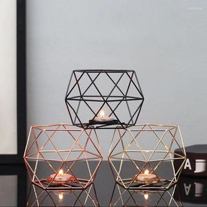 Candle Holders Metal Geometry Small Tealight Home Candlelight Tabletop Craft Decor Votive Candlestick Valentine's Gift