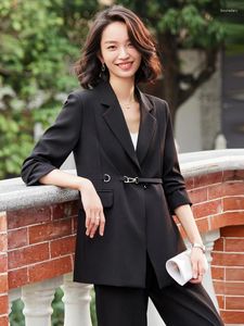 Women's Two Piece Pants Black Loose Casual Blazer Suit For Women Wide Leg 2 Office Lady Simple Lazy Outfits Prom Party