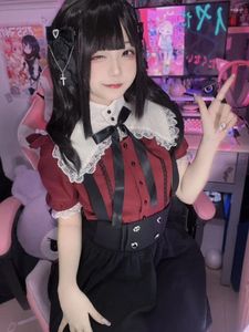 Kadın bluzları gotik lolita moda dantel bebek yakalı kadınlar Japon yaz y2k estetik fırfırlı yay gömlekleri girly kawaii üstleri blusas