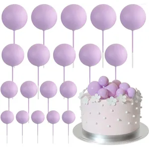 Party liefert 20 PCs Mini -Luftballons Kuchen -Top -Sticks hellviolette Bälle Picks Ball für Hochzeits Geburtstagdekorationen