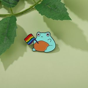 Rainbow Flag Froggy Enamel Pins Custom LGBT Frog Brooches Lapel Badges Cartoon Animal Jewelry Gift for Lovers Friends