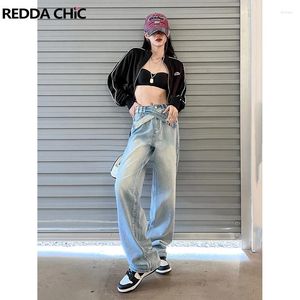 Kvinnors jeans reddachic harem byxor kvinnor baggy rakt bälte y2k överdimensionerade koreanska streetwear casual hög midja dambyxor trend