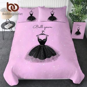 Bedding Sets Beddingoutlettlet Ballet Set Dance Duvet Capa de edredão preto cisne bedes lindos consoladores elegantes