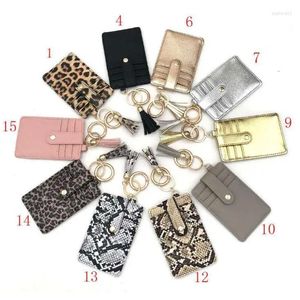 Gift Wrap Fashion Pocket Clip NeyChain Design Pu Leather Tassel ID Card Holder Wallet Keychains SN3130