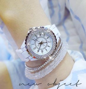 Watch For Women Luxury Diamond Ladies Watches Fashion White Ceramic Strap Rhinestones Quartz Bracelet Wristwatches6634422