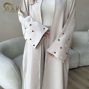 Moda Love Bordado Dubai Trkiye Elegant Cardigan Robe LR712 Cardigan de túnica longa feminina da moda
