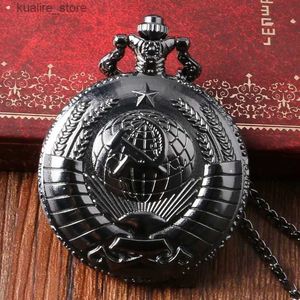 Pocket Watches Vintage Badge Klassiker Gold Sichel Hammer Quarz Pocket Arabisch Ziffer Halskette Anhänger Uhr Schüler Geschenk L240402