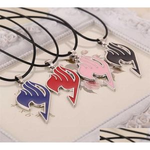Pendant Necklaces Fairy Tail Necklace Guild Tattoo Red Blue Enamel Fashion New Fantasy Jewelry Leather Rope Men Women Whole X070749574 Dhgmi