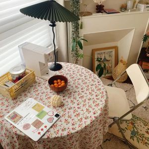 Table Cloth Korean InteriorFlower Vintage Tablecloth Coffee Cover Cotton Linen Round Pastoral Dressing Picnic Mat