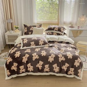 Set di biancheria da letto Cashmere latte lana addensata coperta calda coperta di agnello a doppia facciata