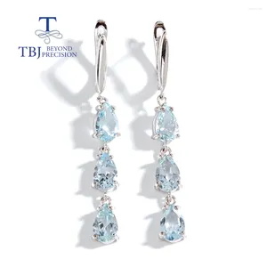 Dangle Ohrringe Wunderschönes Silber für Lady Natural Aquamarin März Geburtsstein Leicht Luxus ausgefallener Schmuck aus romantischem Geschenk