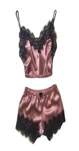 Sexy Seidensatin Schwarz Gaze Dessous Sets erotische Unterwäsche Slips Babypuppen Porno Homewear Nachthemd Versuchung54699811348214