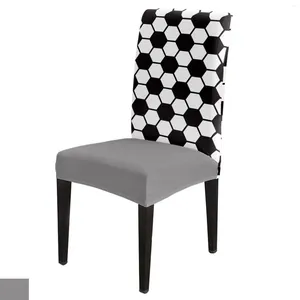 Chair Covers Football Black And White Geometric Dining Cover 4/6/8PCS Spandex Elastic Slipcover Case For Wedding Home Room