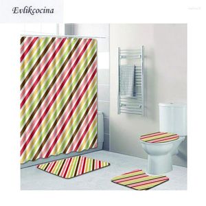 Badmatten 4pcs Banyo Badezimmer Teppich Toilettenset 5 Farben Streifen Tapis Salle de Bain Alfombra Bano Tapete Banheiro