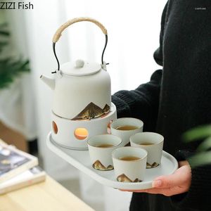 Tee -Sets können geheizte Teekannen Keramik Tee -Set Japaner Stil ein Topf und vier Tassen mit Tablettgeschenk sein