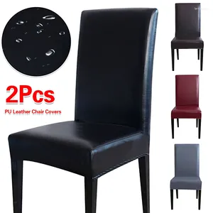 Chair Covers 2PCs PU Leather Cover Elastic Waterproof DIY Seating Repair El Restaurant Household Dustproof Seat Case