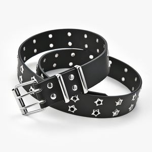 Men's hollow punk casual belt ladies fashion women eye decorated double row belt