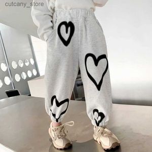 Trousers Girls Pants Long Trousers Cotton 2024 Pink Spring Autumn Teenagers Babys Kids Pants OutdoorTeenagers Childrens Clothing L46