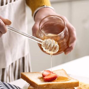 Spoons Glass Honey Dipper Sticks Jam Sauce Spoon Mixing Stick Clear Coffee Milk Tea Stirring Bar Kitchen Supplies Cooking Tools 15CM