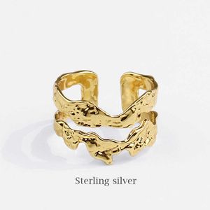 Hip Hop Trend New Gold Ring Punk Style Womens Geometric Hollow pekfingersmycken