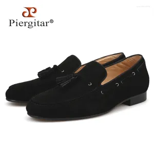Casual Shoes Piergitar 2024 Handmade Men Suede With Tassel For Party And Wedding Man Loafers Men's Smoking Slippers Plus Size