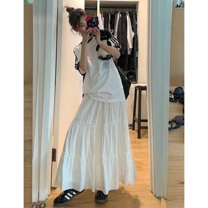 Nantao Korean version gentle pleated half skirt for women in spring/summer 2024 elastic high waisted cross length A-line cake skirt