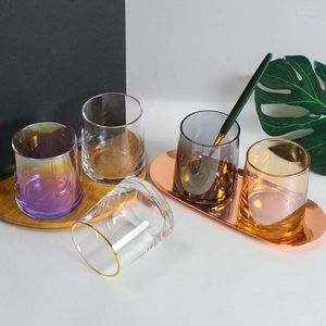 Wine Glasses Japanese Hand-Colored Transparent Glass Coffee Milk Anti-Ironing Mug Juice Beverage Bottle Household Tableware Accessories