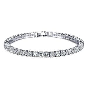 Tennis vereiste Kettenarmbänder CZ Bling Kubikzirkonia Herren Hip Hop Schmuck Blaugrün Sier Roségold 4mm rund FL Diamant Frauen Fas OT23y