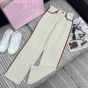 Women's Jeans designer 24 year early spring collection new letter patch embroidered embellishments simple and versatile patchwork leather edging pants PKD6