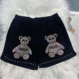 Odzież jesienna i zimowa, europejski przemysł ciężki gorące szorty diamentowe, koreańskie szerokie nogi bawełniane trzyczęściowe spodnie, wersja damska