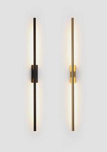 Modern simple linear tube LED wall lamp up down background opposite wall light LED bedside foyer corridor black gold LED sconce 218939185