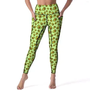 Женские леггинсы Лайм зеленый авокадо сексуальные фруктовые печатные брюки йога.