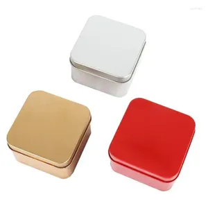 Gift Wrap Wedding Favor Square Tin Case Sundries Earphone Cable Organizer Container Tea Candy Storage Box LX8644