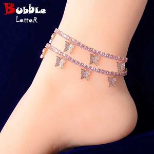 Anklets Bubble Letter Tennis Chain Anklets for Women Hip Hop Foot Jewelry Fashion Adjustable Charms Free Shipping Items Christmas Gift L46
