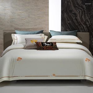 Bettwäsche -Sets Luxus Jacquard Ginkgo Blatt Bedben 106''x90''us Größe Duvet Cover angepasst