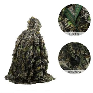 Set/tute tattiche foglia poncho mimetico mimetico giungla bosco birdwatching traspirante una caccia militare unisex ghillie abito 3d foglie d'acero mantello