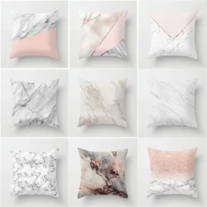 Pillow White Brief Marble Geometric Sofa Decorative Cover Case Polyester Linen Bedroom Home Decor Pillowcover