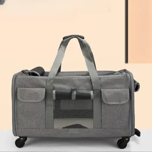 Cat Carriers Dog Universal Transport Bag Disassembly Pulley Basket Breathable Window Pet Trolley Convenient Pull Rod Cats Cage