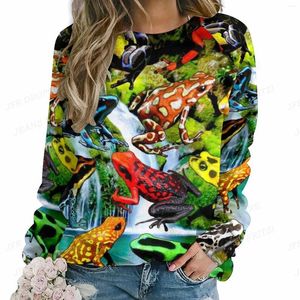 Kadın Hoodies Komik Kurbağa Kadın Moda Hoodie Crewneck Hayvan Baskı Sweatshirt Harajuku Kawaii Katlar Terler y2k Giysileri Külot