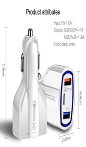 35W 7A 3 Ports Car Charger Type C And USB Charger QC 30 With Qualcomm Quick Charge 30 Technology For Mobile Phone GPS Power Bank2938016