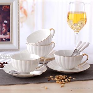 Cups Saucers Bone China Nachmittag Tea Tasse High-End Gold Malt British Black Coffee und Set 180 ml Keramik-Espresso