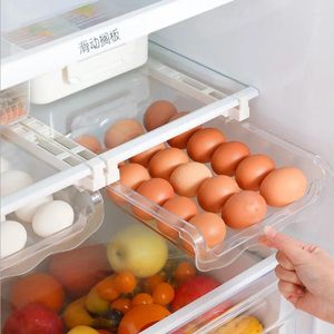 キッチンストレージプラスチック容器冷蔵庫の引き出しタイプ調整可能オーガナイザーボックスエッグ野菜新鮮な食品家事MJ